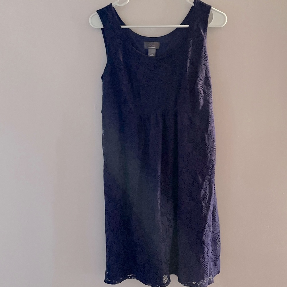 10 DOLLAR SALE ON EVERYTHING: Lace Navy Midi Maternity Dress